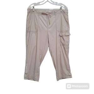 Cleo Cream Cotton Blend Cargo Capri Pants Size 12